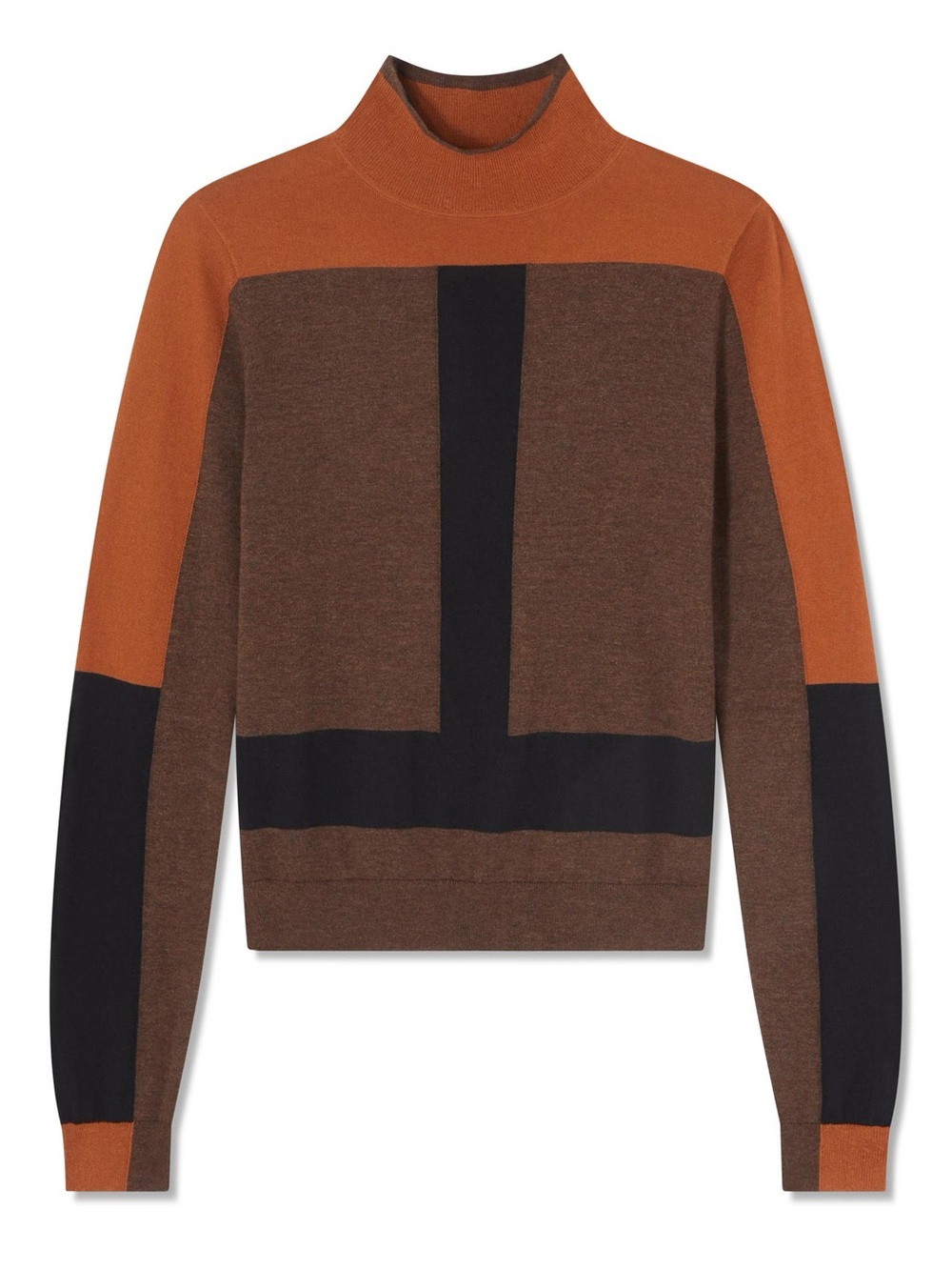 LK Bennett Selma Colorblock Merino Wool Mock Neck Sweater S